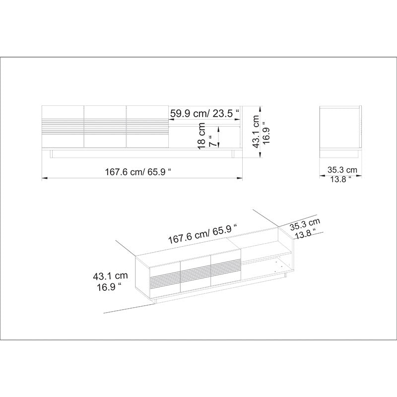 Έπιπλο τηλεόρασης Yubo pakoworld καρυδί 167.6x35x43εκ pakoworld