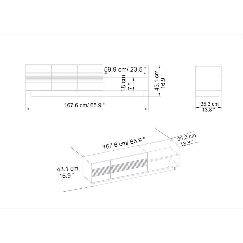 Έπιπλο τηλεόρασης Yubo pakoworld καρυδί 167.6x35x43εκ pakoworld