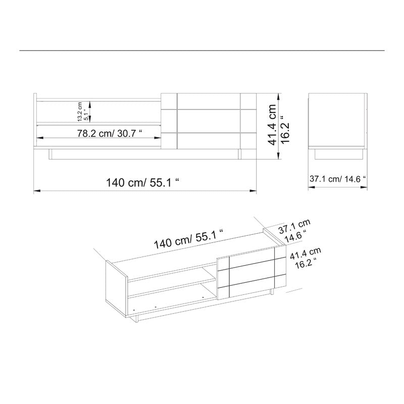 Έπιπλο τηλεόρασης Derek pakoworld καρυδί 140x37x41.4εκ pakoworld