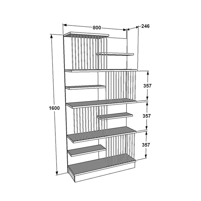 Βιβλιοθήκη Gassim pakoworld μαύρο-καρυδί-λευκό 80x26.4x160εκ pakoworld