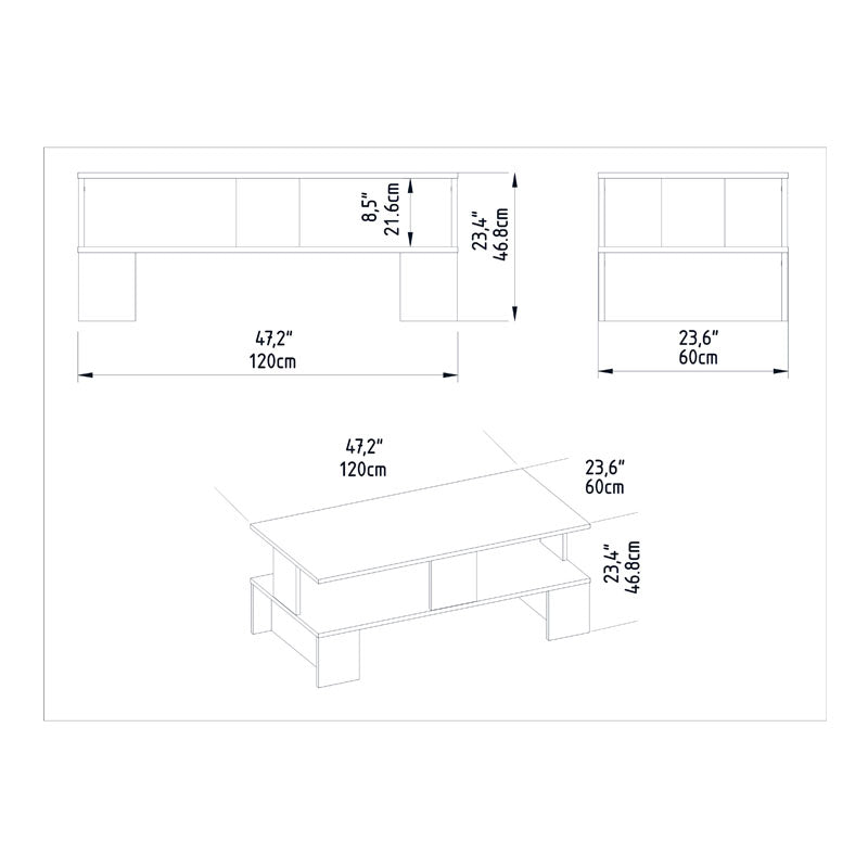 Τραπέζι σαλονιού Olly pakoworld λευκό 120x60x47εκ pakoworld