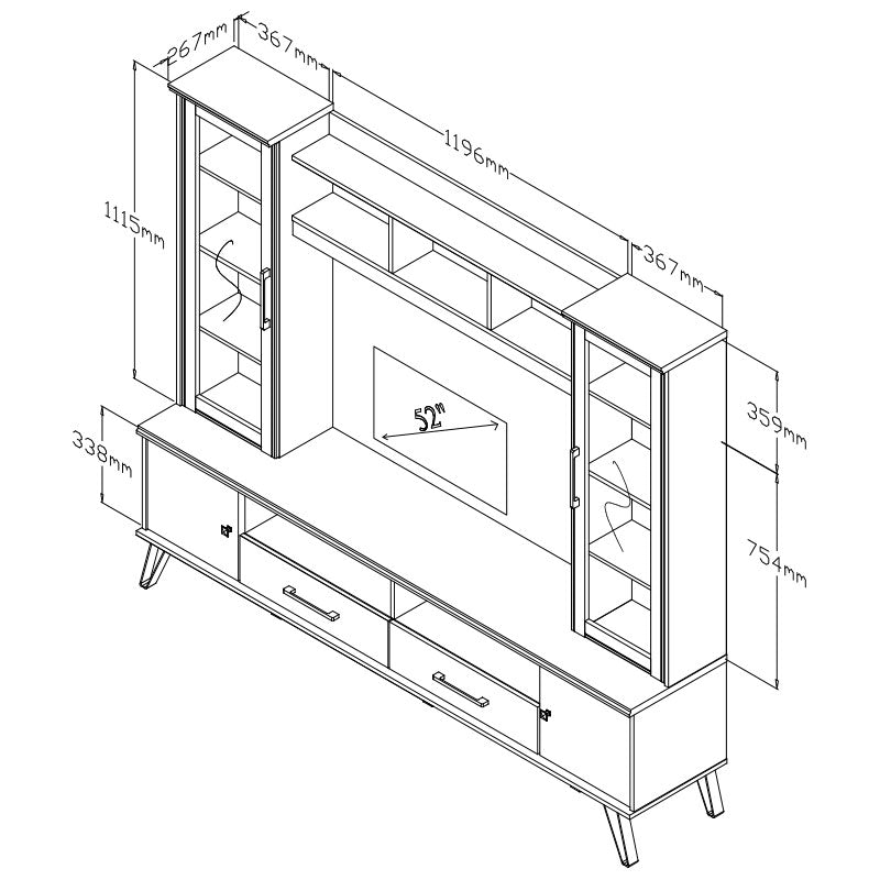 Σύνθετο σαλονιού Bruno pakoworld χρώμα viscount - toro 200x39x170εκ pakoworld