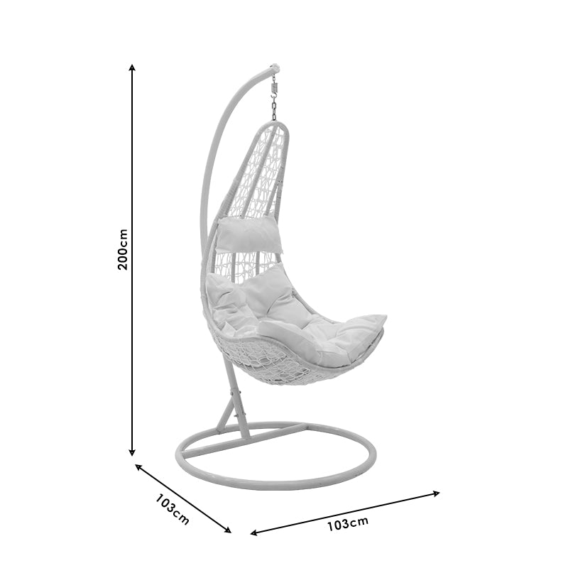 Κούνια Soleil pakoworld κρεμαστή μέταλλο-pp-μαξιλάρι λευκό 103x83x200εκ pakoworld