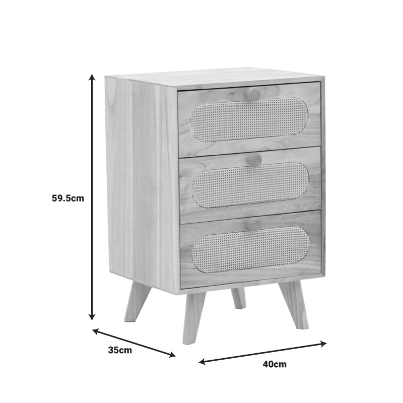 Κομοδίνο Finian pakoworld ξύλο σε φυσική απόχρωση 40x35x59.5εκ pakoworld