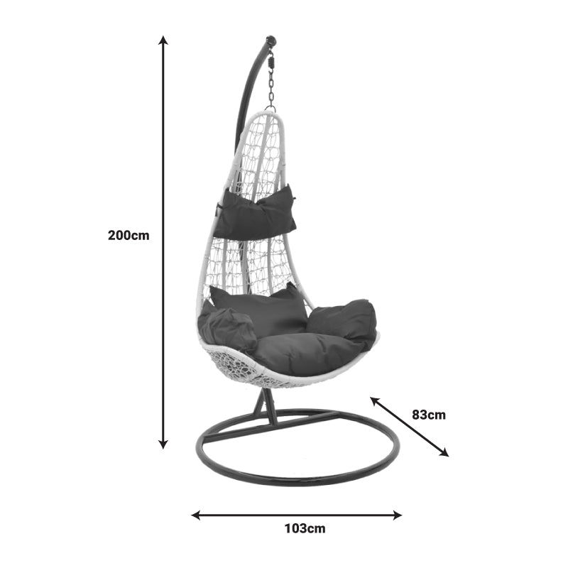 Κούνια κήπου Soleil pakoworld κρεμαστή pp σε φυσικό χρώμα και μαύρο μέταλλο 103x83x200εκ pakoworld
