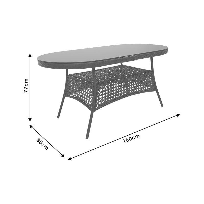 Τραπέζι Cellin pakoworld μέταλλο-pe rattan καφέ 160x80x77εκ pakoworld