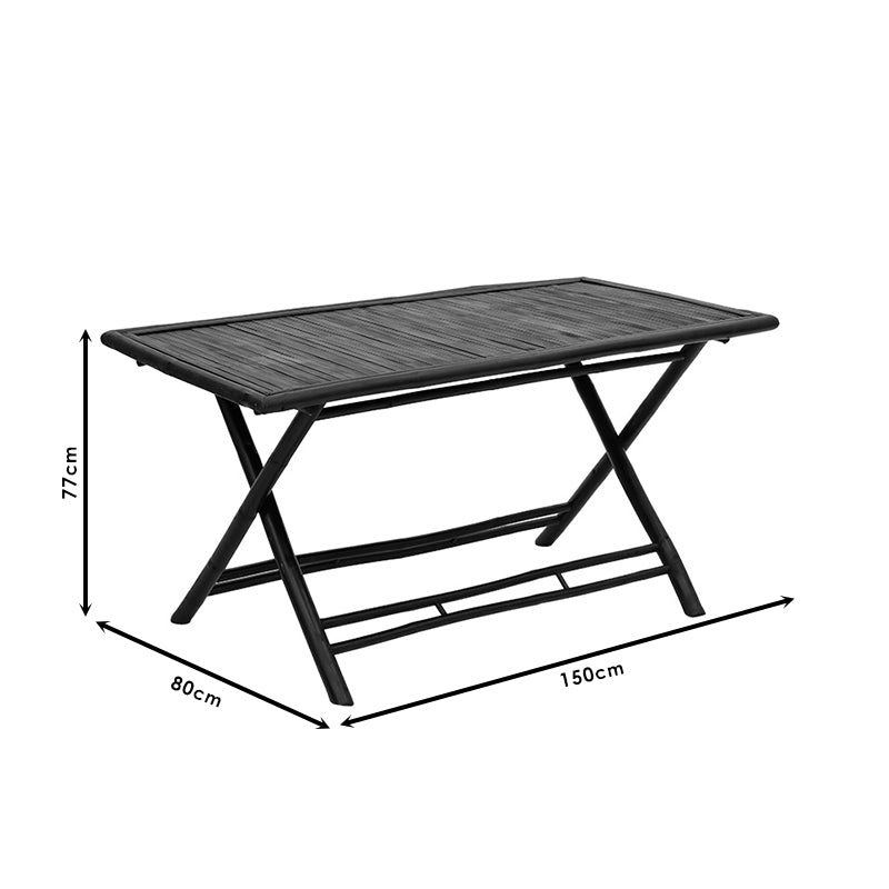 Τραπέζι Badou pakoworld πτυσσόμενο bamboo μαύρο 150x80x77εκ pakoworld