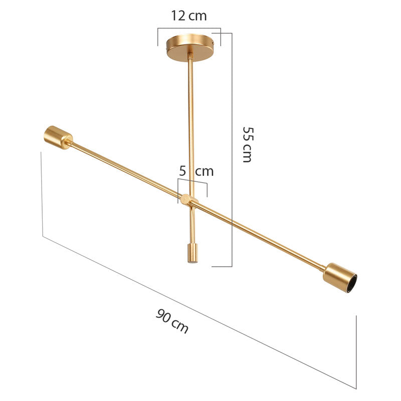 Φωτιστικό οροφής δίφωτο PWL-1157 pakoworld E27 χρυσό 90x90x55εκ pakoworld