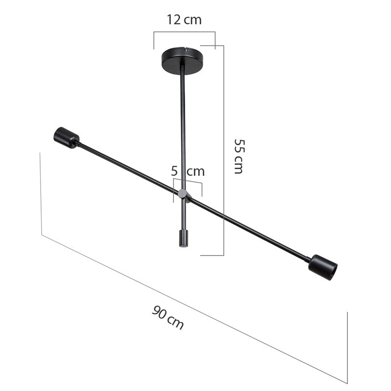 Φωτιστικό οροφής δίφωτο PWL-1157 pakoworld E27 μαύρο 90x90x55εκ pakoworld