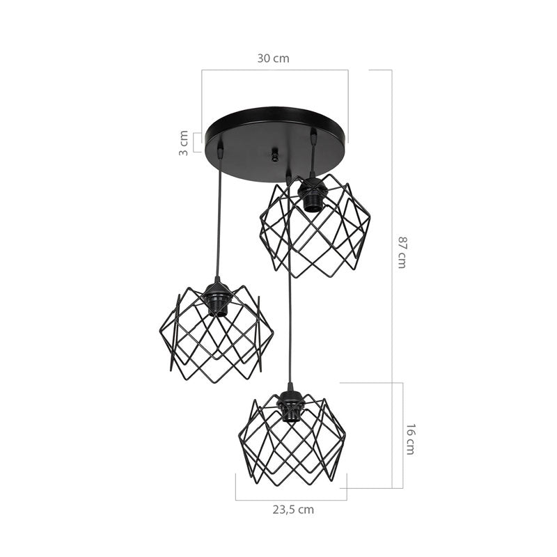 Φωτιστικό οροφής τρίφωτο PWL-1021 pakoworld Ε27 μαύρο Φ40x80εκ pakoworld