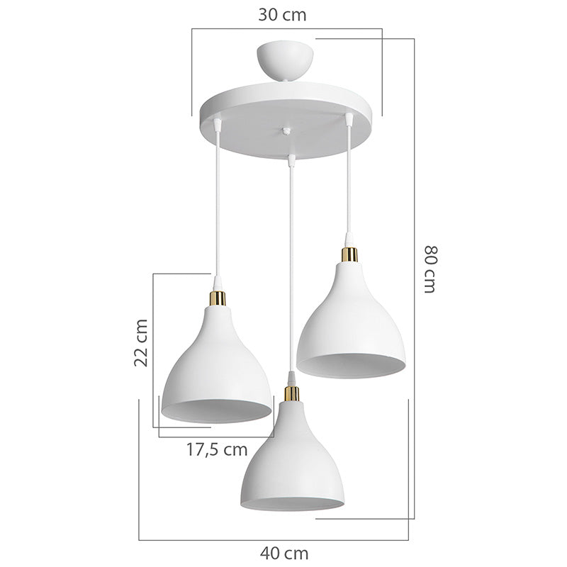 Φωτιστικό οροφής τρίφωτο Lofty pakoworld Ε27 λευκό Φ40x80εκ pakoworld