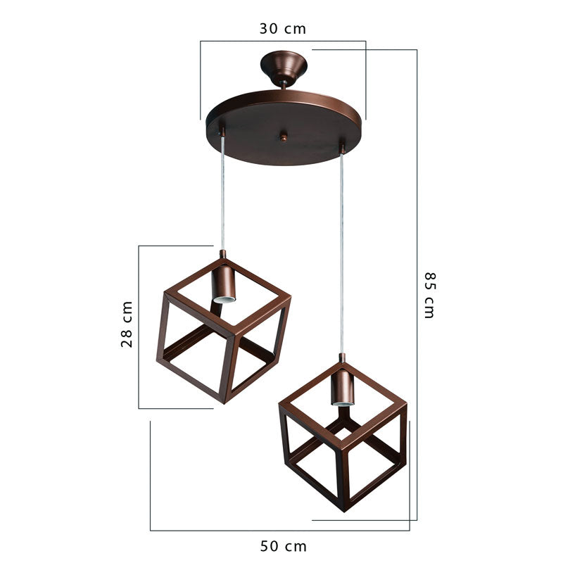 Φωτιστικό οροφής δίφωτο PWL-1152 pakoworld Ε27 καφέ 50x50x82εκ pakoworld