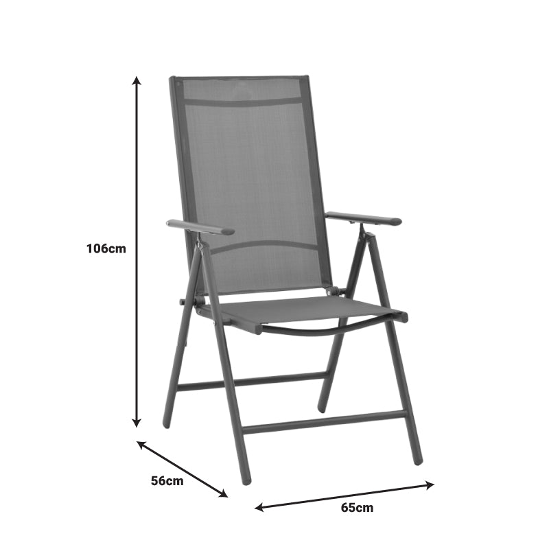 Πολυθρόνα Candor pakoworld ανθρακί μέταλλο και γκρι textilene 65x56x106εκ pakoworld