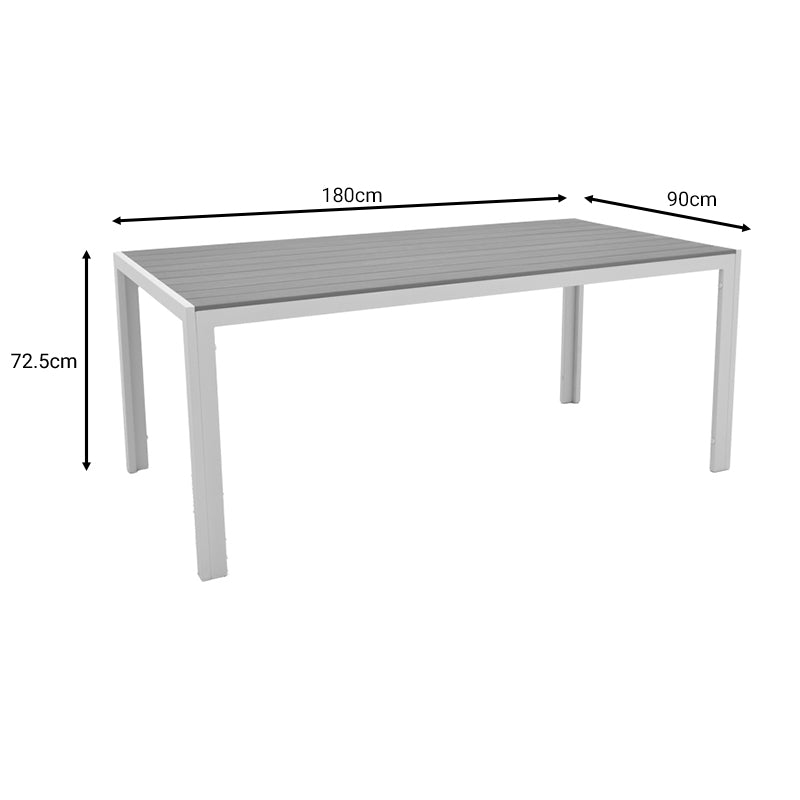 Τραπέζι Nares pakoworld αλουμίνιο λευκό-plywood φυσικό 180x90x72.5εκ pakoworld