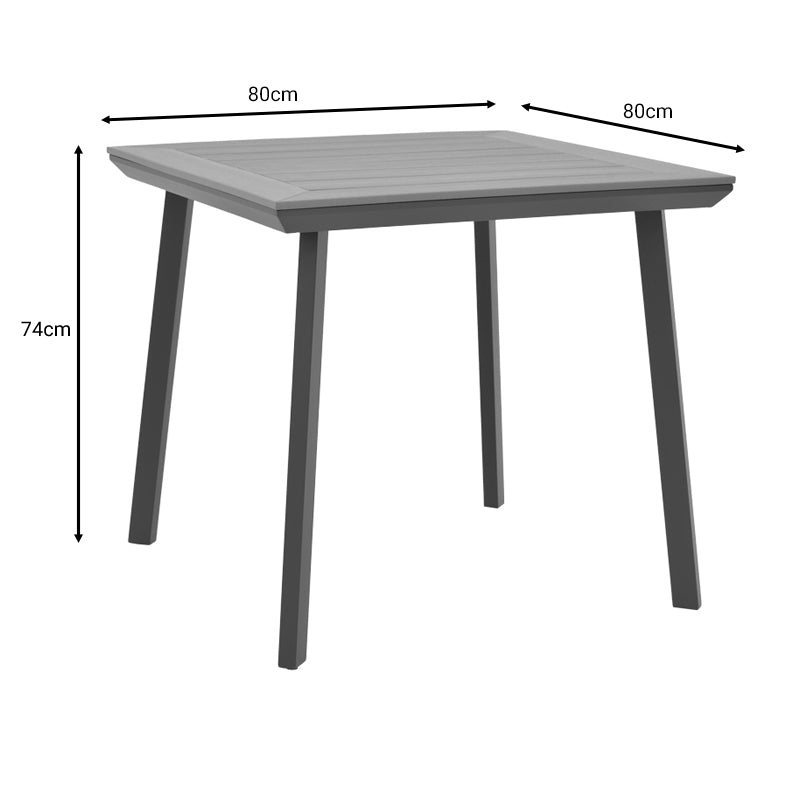 Τραπέζι Synergy pakoworld αλουμίνιο ανθρακί-plywood φυσικό 80x80x74εκ pakoworld