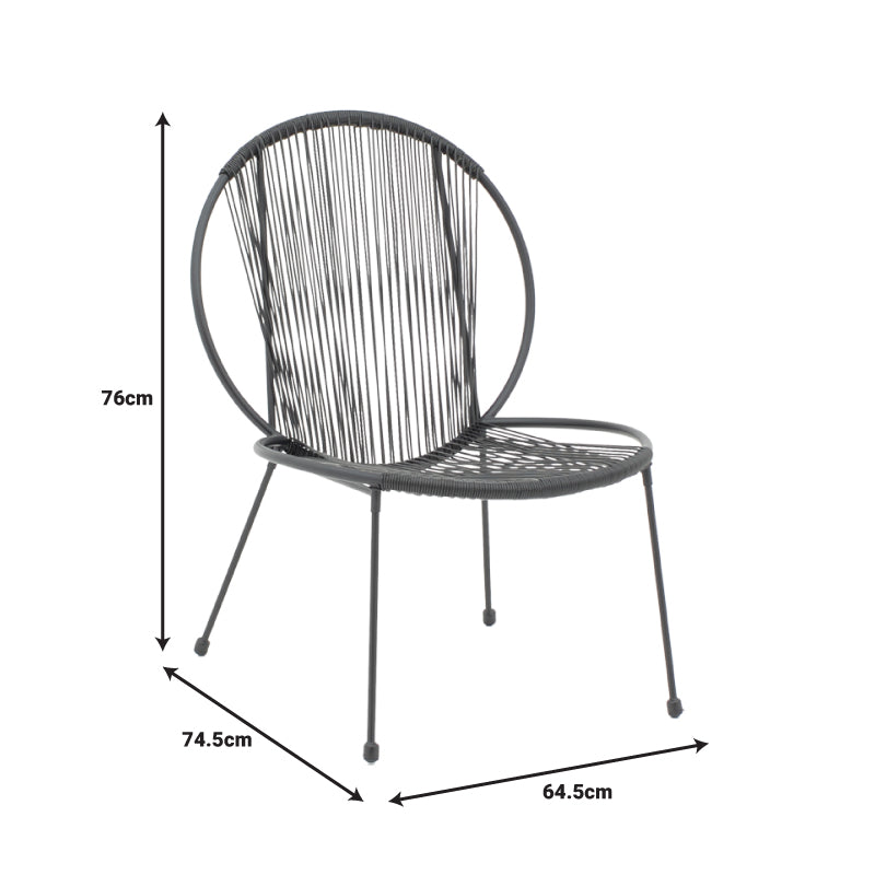 Καρέκλα κήπου Dapper pakoworld μαύρο μέταλλο-pe μαύρο 64.5x74.5x76εκ pakoworld