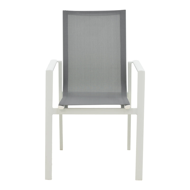 Πολυθρόνα κήπου Dashiell  pakoworld αλουμίνιο λευκό  textilene γκρι 71x58x94εκ pakoworld