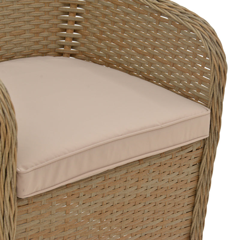 Πολυθρόνα κήπου Hadrian pakoworld rattan καφέ- textilene μπεζ 57x70x85εκ pakoworld