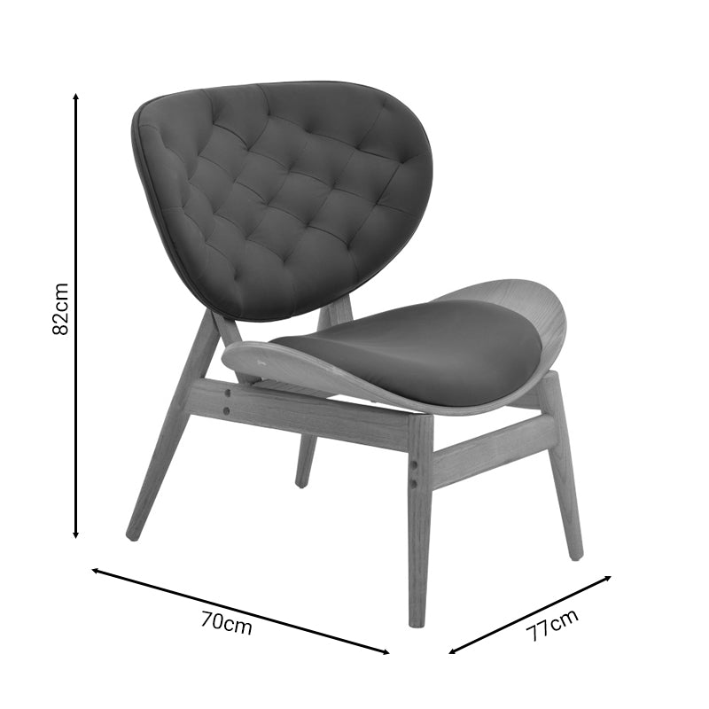 Πολυθρόνα relax Udalle pakoworld μασίφ ξύλο καρυδί-PU μάυρο 77x70x82εκ pakoworld