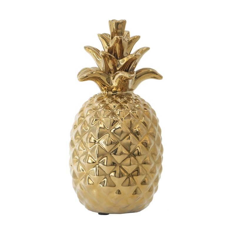 Artekko Pineapple Διακοσμητικό Επιτραπέζιος Ανανάς Κεραμικό Χρυσό (11.5x11.5x23)cm ARTEKKO