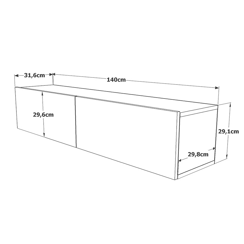 Έπιπλο τηλεόρασης επιτοίχιο Dello pakoworld oak 140x31,5x29,5εκ pakoworld