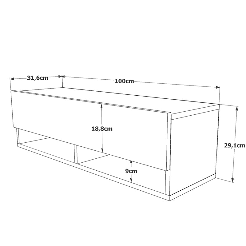 Έπιπλο τηλεόρασης επιτοίχιο Roscoe pakoworld oak 100x31,5x29,5εκ pakoworld