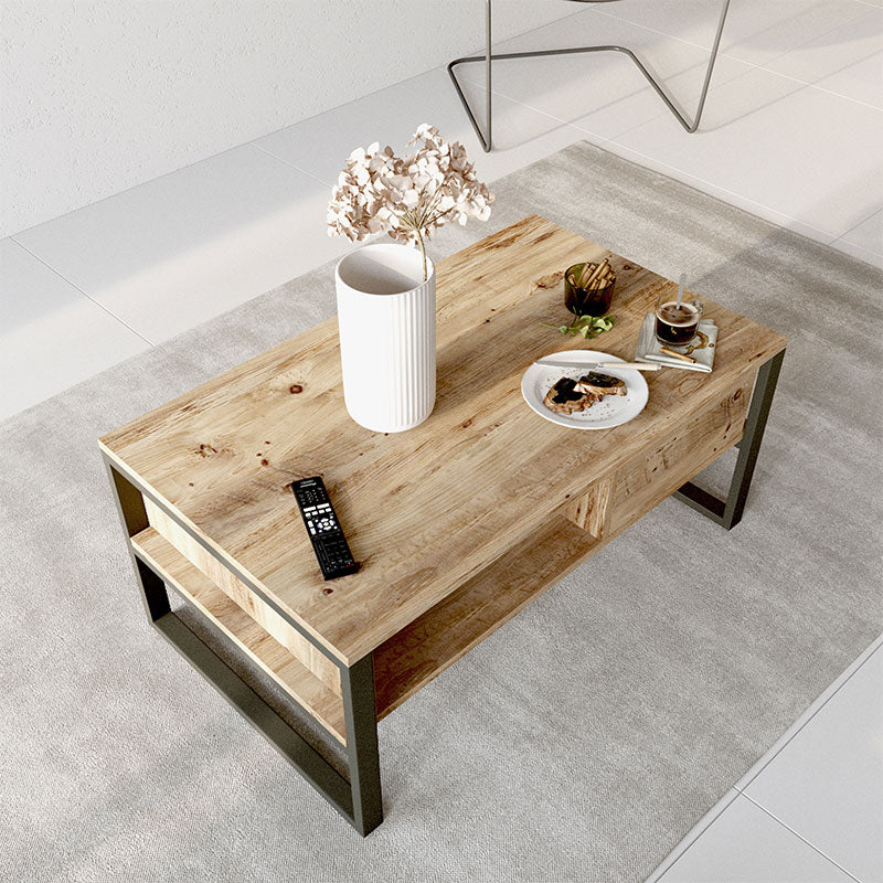 Τραπέζι σαλονιού Honora pakoworld oak-μαύρο 100x60x44,5εκ pakoworld