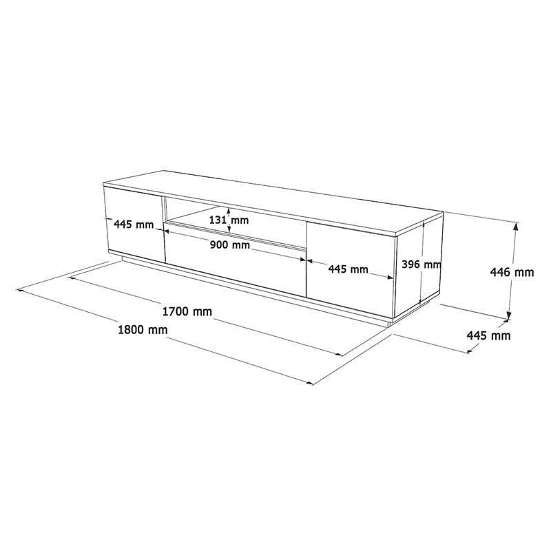 Έπιπλο τηλεόρασης Soren pakoworld sonoma-ανθρακί 180x.44.5x44.6εκ pakoworld