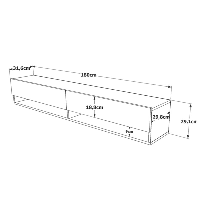 Έπιπλο τηλεόρασης επιτοίχιο Roscoe pakoworld sonoma 180x31.6x29.6εκ pakoworld