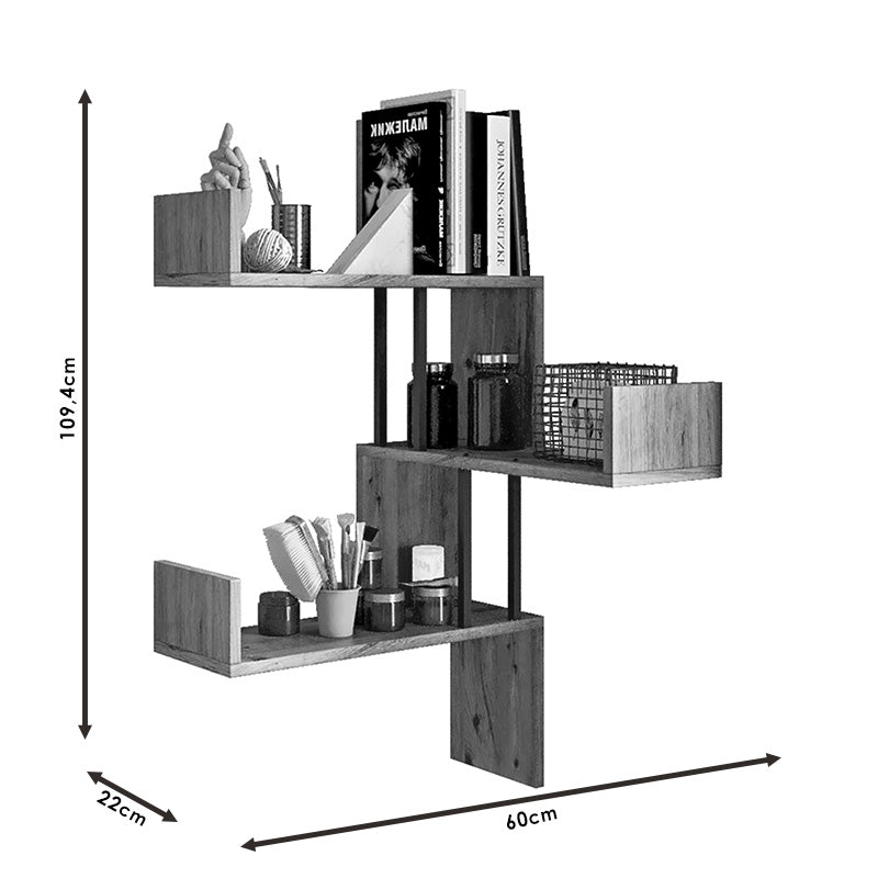 Ραφιέρα τοίχου Horatio pakoworld sonoma 60x22x109.4εκ pakoworld