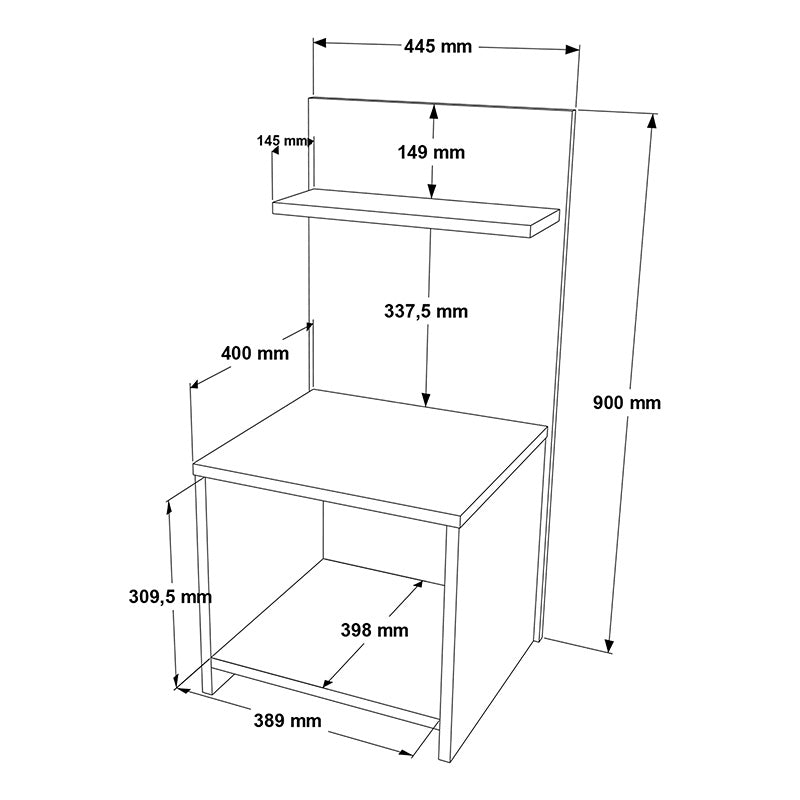 Κομοδίνο με ράφι Aveline pakoworld λευκό 44.5x41.8x90εκ pakoworld