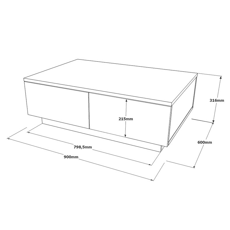 Τραπέζι σαλονιού Thunder pakoworld sonoma-λευκό 90x60x31.5εκ pakoworld