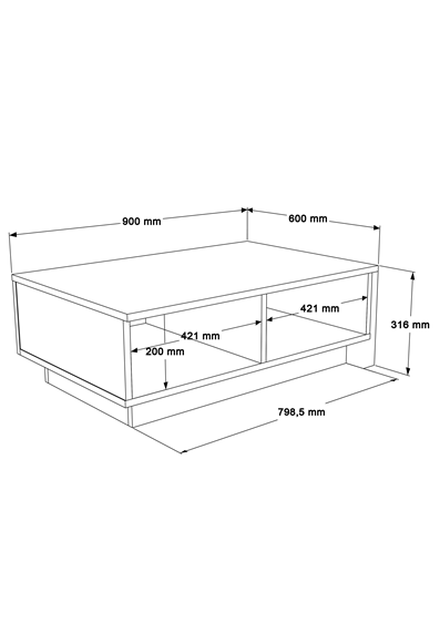 Τραπέζι σαλονιού Thunder pakoworld ανθρακί antique-γκρι antique 90x60x31.5εκ pakoworld