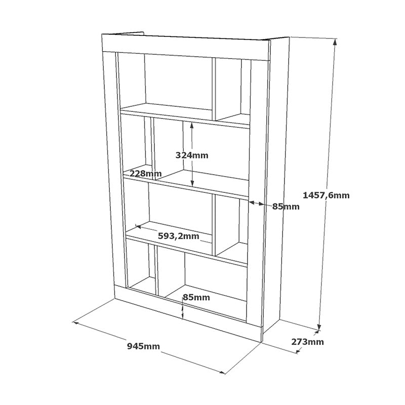 Βιβλιοθήκη Caring pakoworld λευκό-sonoma 94.5x27x145.5εκ pakoworld