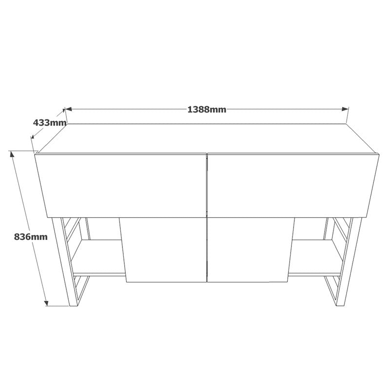 Μπουφές Jaydon pakoworld μελαμίνης φυσικό-μαύρο 139x43x83.5εκ pakoworld