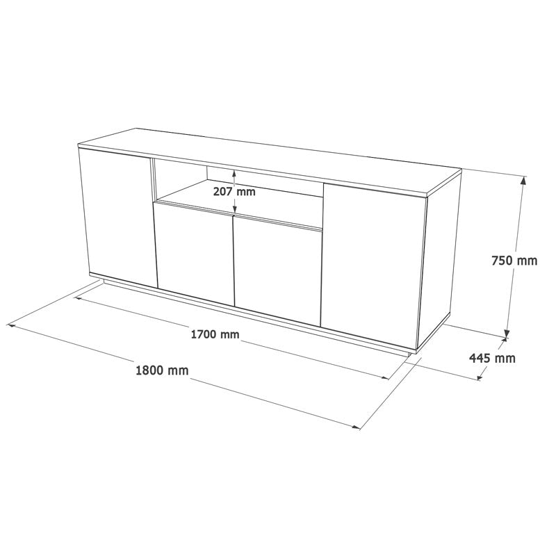 Μπουφές Placefol pakoworld μελαμίνης λευκό-φυσικό 180x44.5x75εκ pakoworld