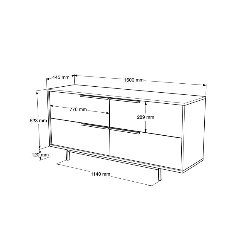 Μπουφές Lebon pakoworld μελαμίνης φυσικό-μαύρο 160x44.5x74εκ pakoworld