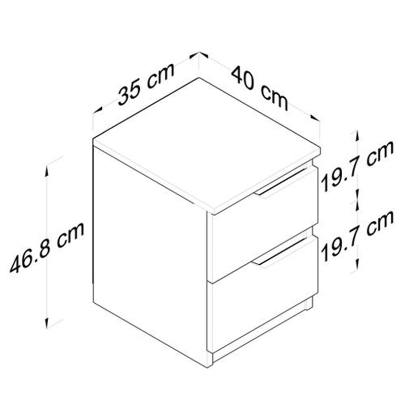 Κομοδίνο Verena pakoworld λευκό-καρυδί 35x40x47εκ pakoworld