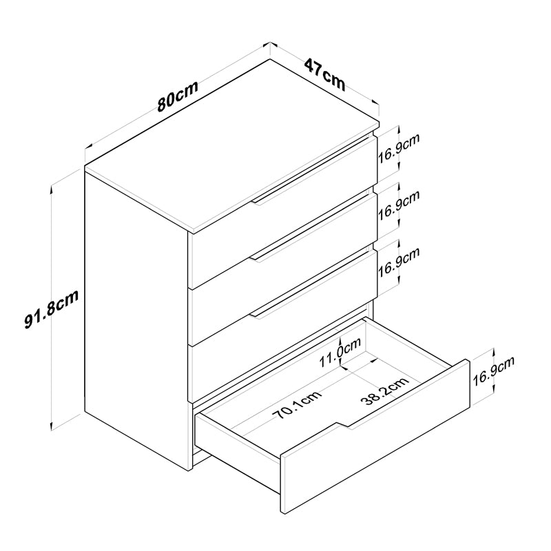 Συρταριέρα Verena pakoworld λευκό-καρυδί 80x47x92εκ pakoworld