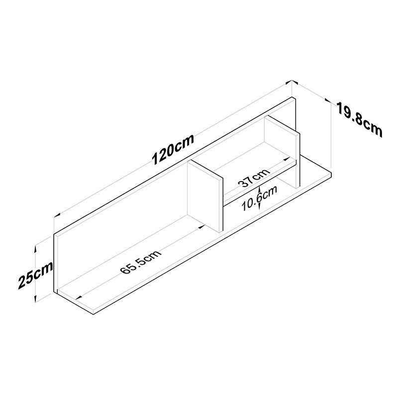 Ραφιέρα τοίχου Goldie pakoworld ανθρακί-φυσικό 120x19.8x25εκ pakoworld