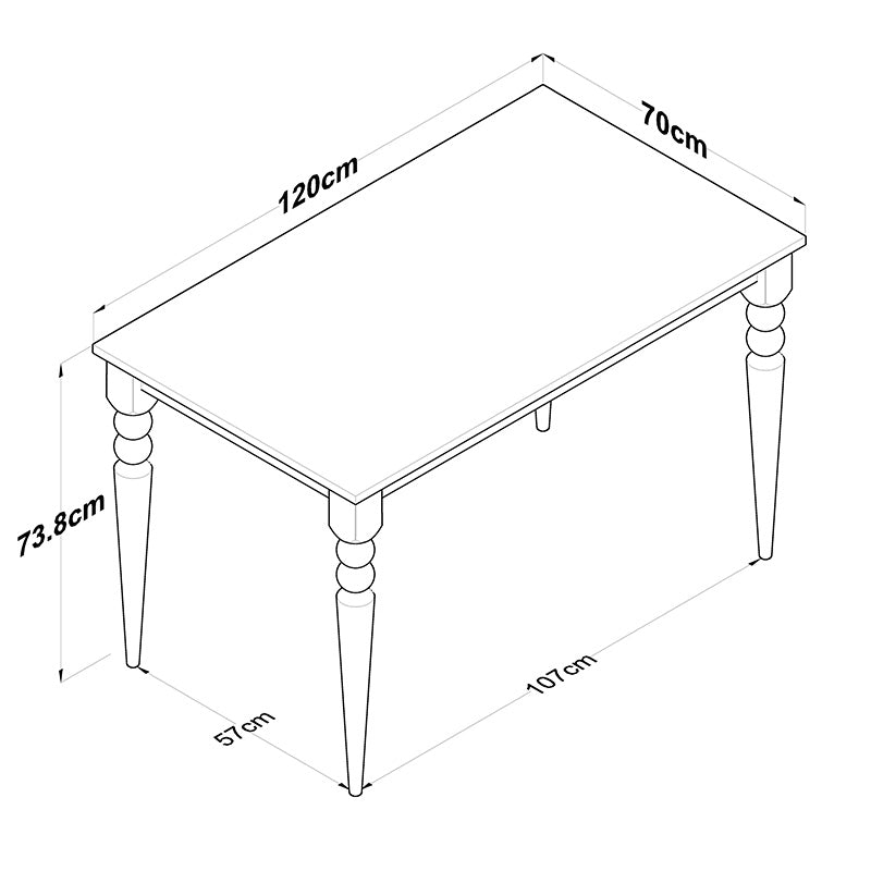 Τραπέζι Rosette pakoworld φυσικό-λευκό 120x70x73.8εκ pakoworld