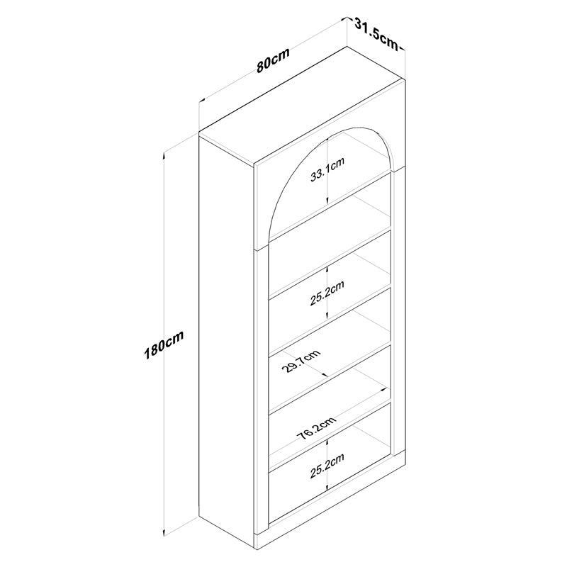 Βιβλιοθήκη Zoel pakoworld λευκό μελαμίνης 80x31.5x180εκ pakoworld