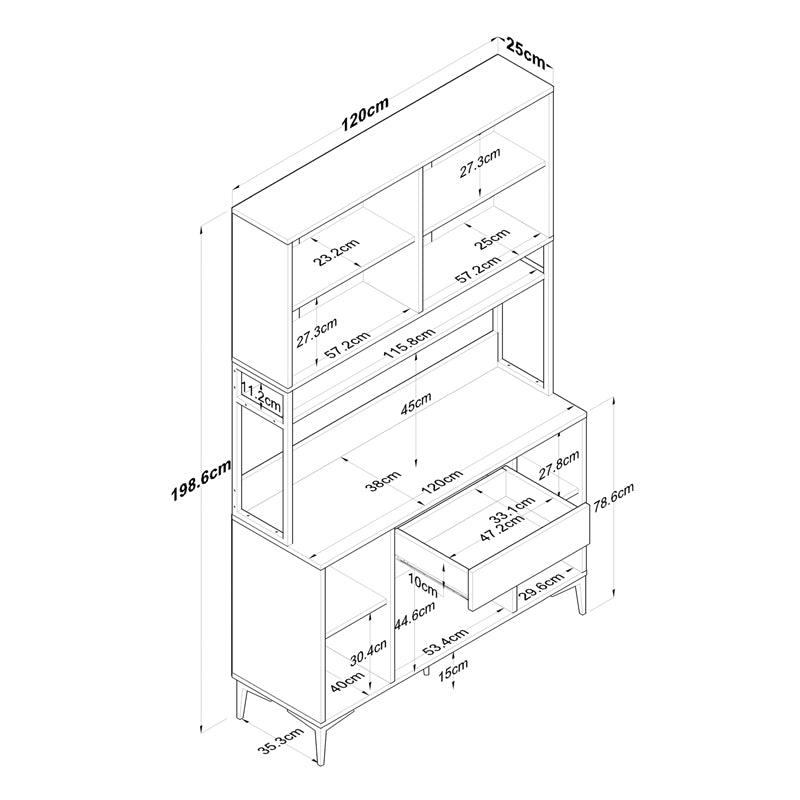 Mπουφές με ράφι Eramise pakoworld λευκό μελαμίνης 120x40x198.6εκ pakoworld