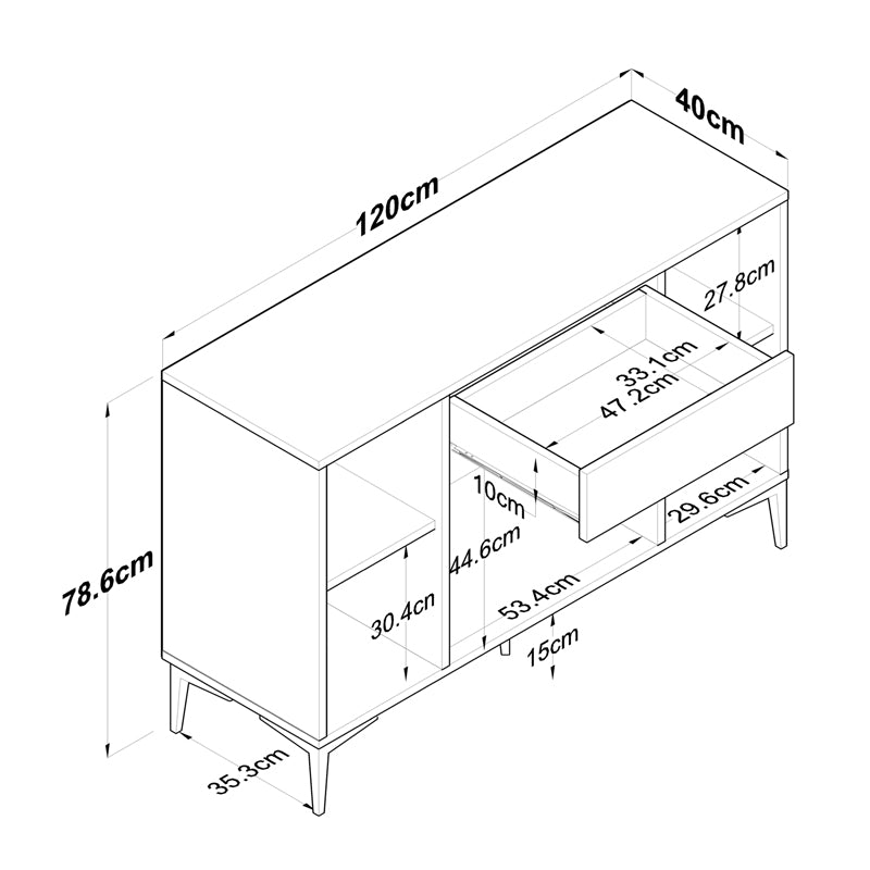 Μπουφές Ubron pakoworld λευκό-καρυδί μελαμίνης 120x40x78.6εκ pakoworld