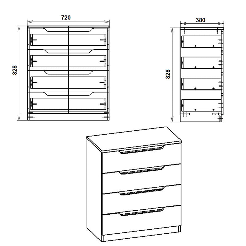 Συρταριέρα Azenor pakoworld 4ων συρταριών καρυδί 72x38x83εκ pakoworld