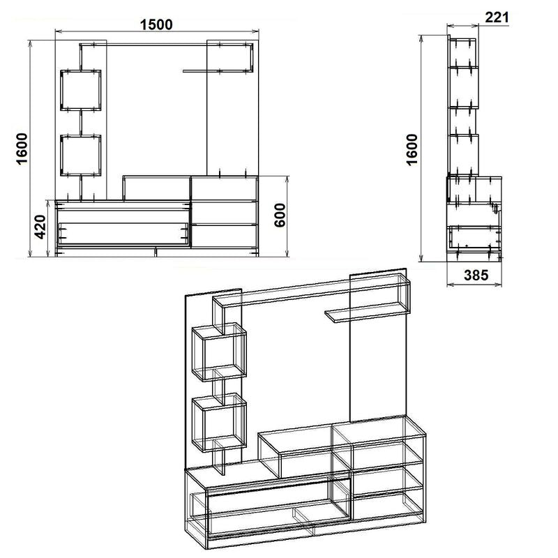 Σύνθετο σαλονιού Aiden pakoworld sonoma-λευκό 150x38.5x160εκ pakoworld