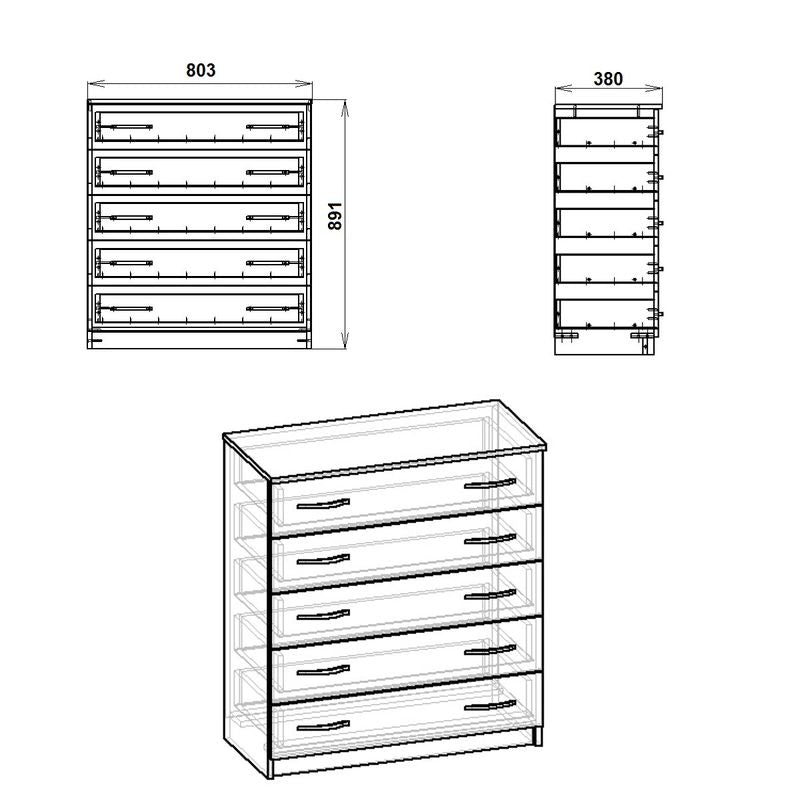 Συρταριέρα Penelope pakoworld 5 συρταριών sonoma 80.5x38x89εκ pakoworld