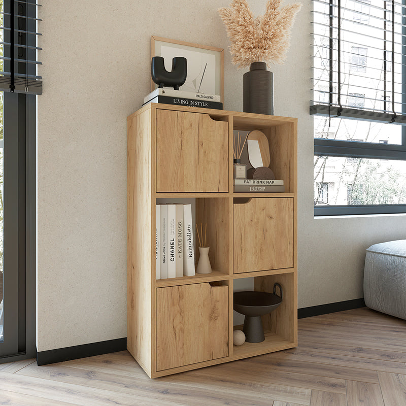 Βιβλιοθήκη Bookel pakoworld μελαμίνης σε oak απόχρωση 59.5x27.5x89εκ pakoworld