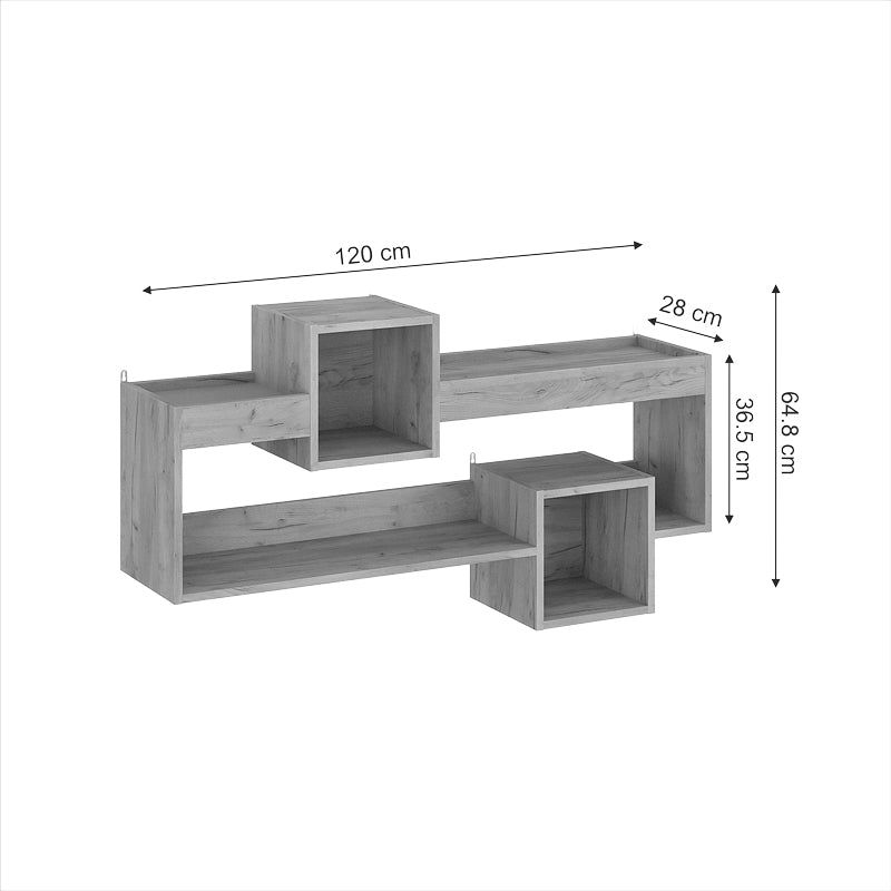 Ραφιέρα τοίχου Shellie pakoworld μελαμίνης σε oak απόχρωση 120x28x65εκ pakoworld