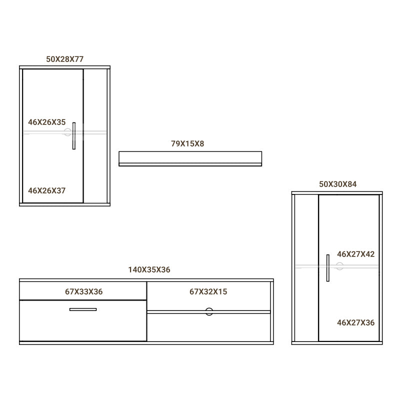 Σύνθετο σαλονιού Zafira pakoworld sonoma-λευκό 190x35x190εκ pakoworld